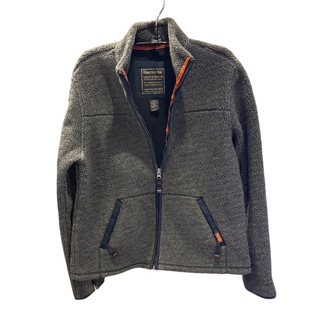NWOT Abercrombie & Fitch heavy weight Y2K Gray Fleece Jacket size large